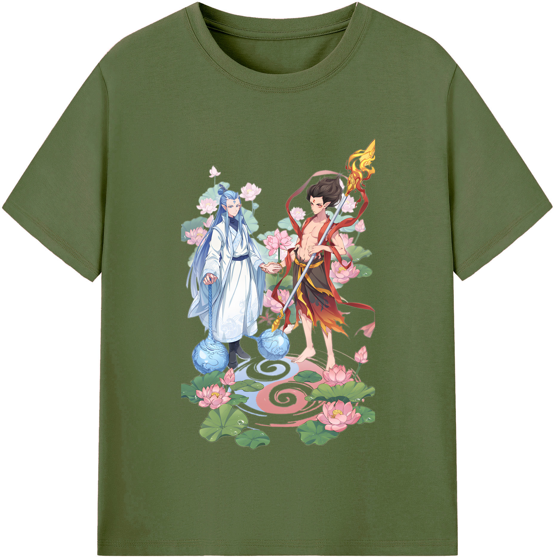 （画像用） Ne Zha 2 ナタ 魔童の大暴れ 綿100％半袖Tシャツ（フロントプリント）